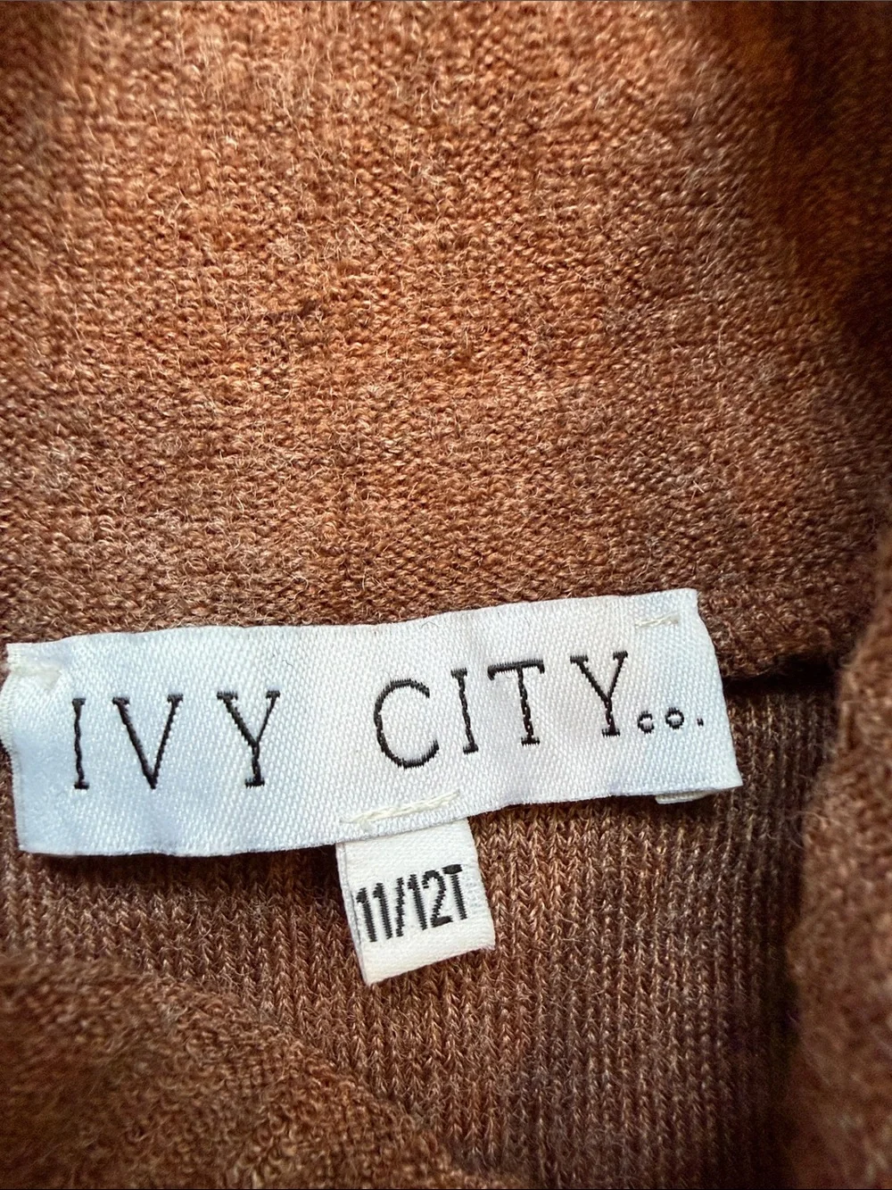 Ivy City Co. Mini 11/12 brown fall sweater dress